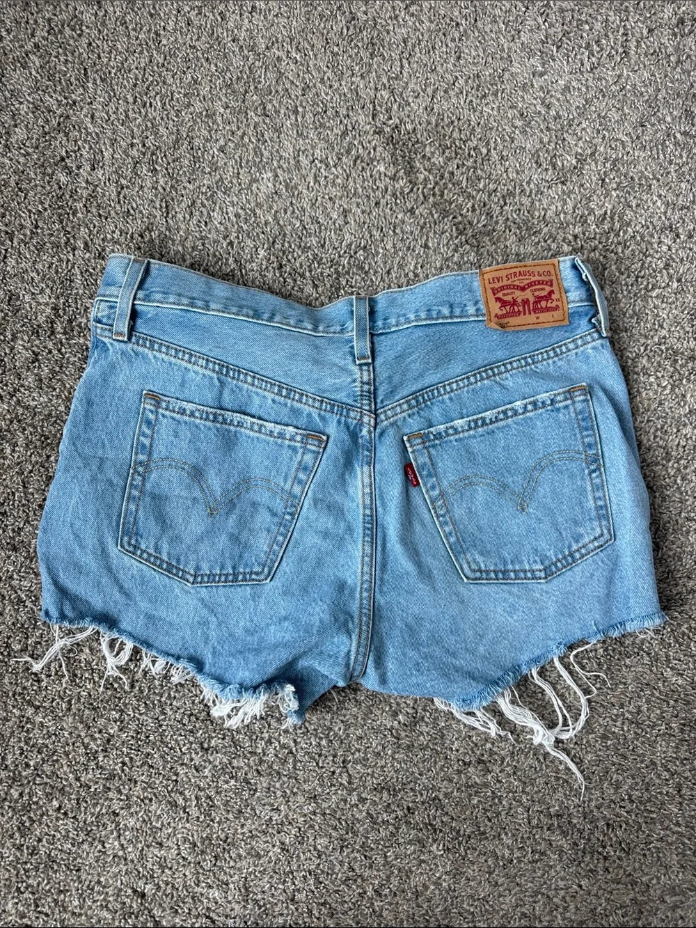 Levi's Light Blue Distressed Denim Shorts